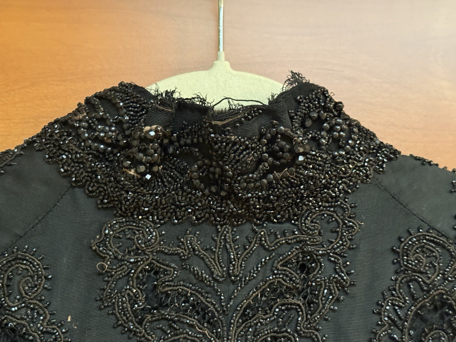 Antique Edwardian Victorian Black Mourning Cape Jacket Beaded Intricate Beadwork
