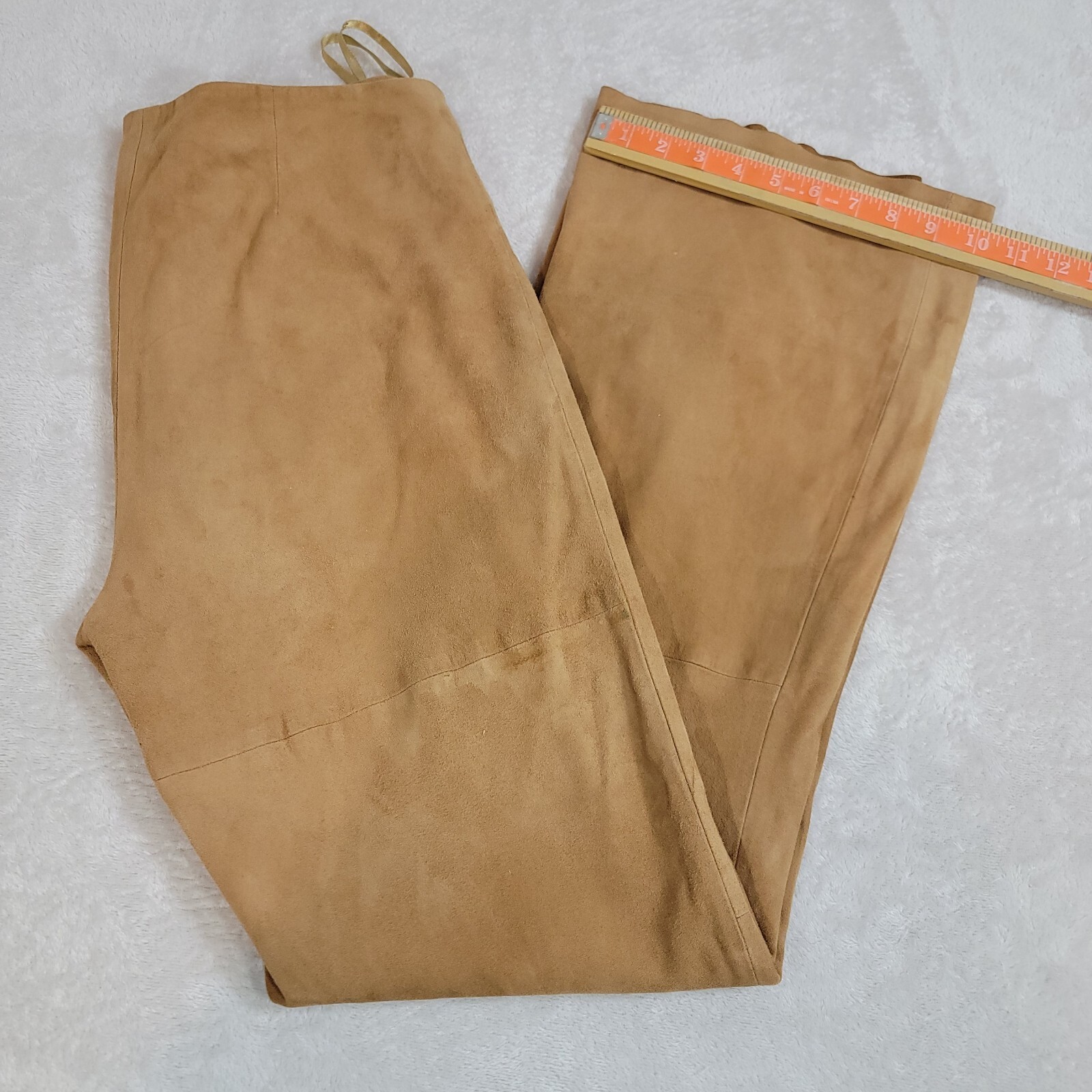 Vintage Lillie Rubin Pant Womens 10 Tan 100% Goat Suede High Rise Bell Bottom