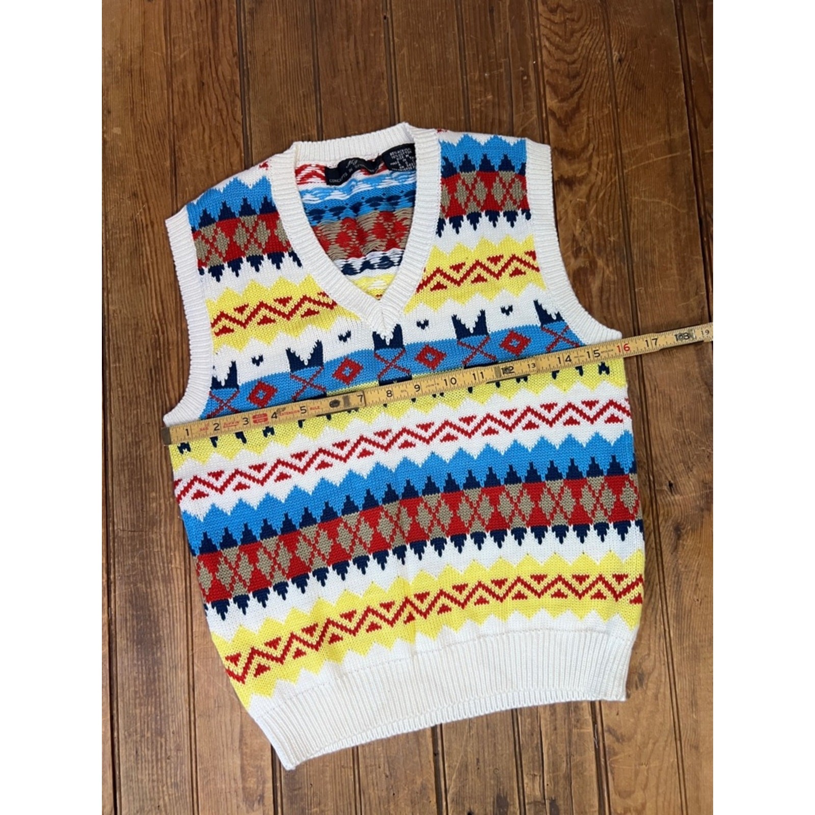 Vintage women’s colorful V-neck vest cotton acrylic