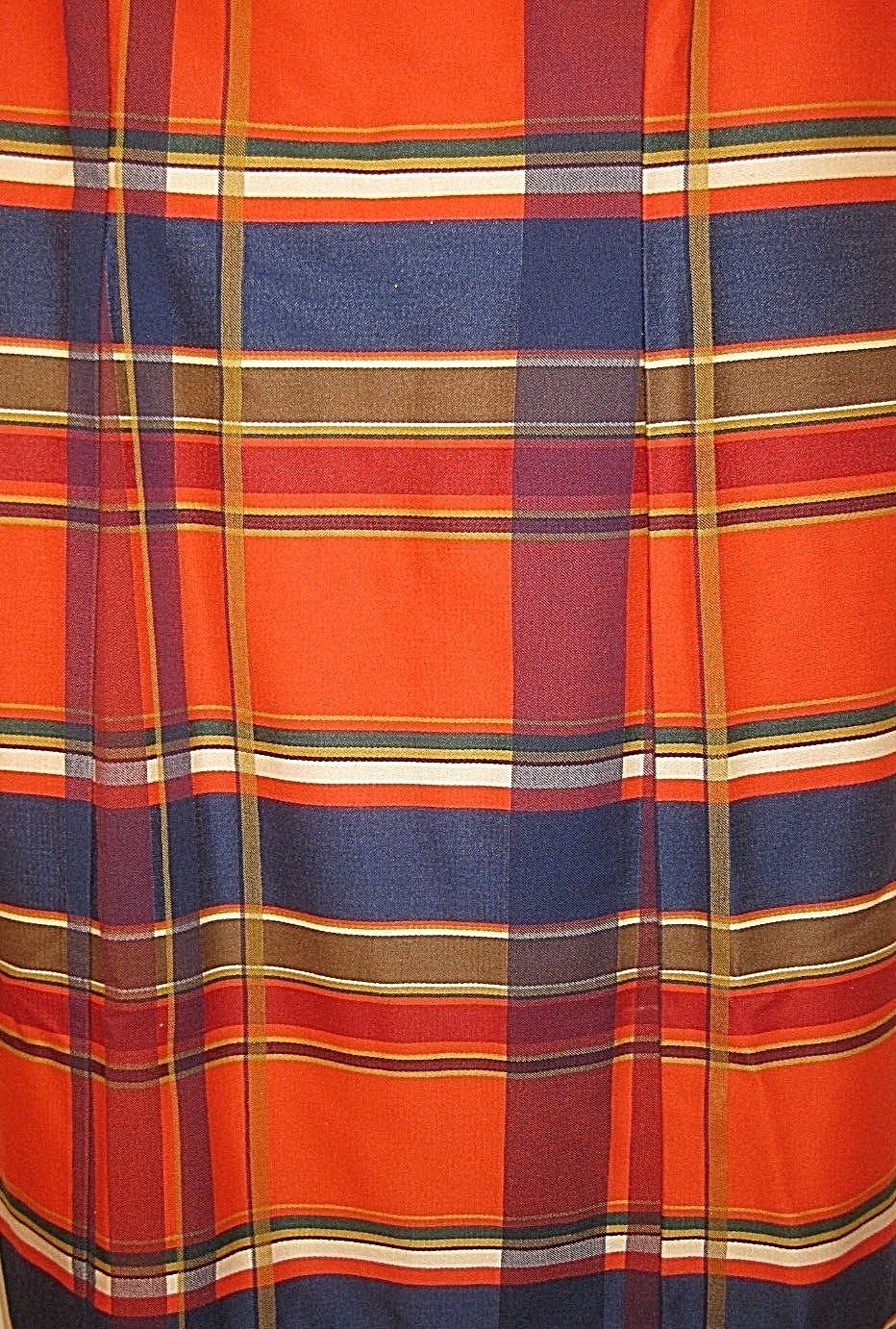 VINTAGE RED 80’S OLD SALEM SHIRT DRESS BOLD BLOCK PLAID TARTAN LADIES 14 MOD GO
