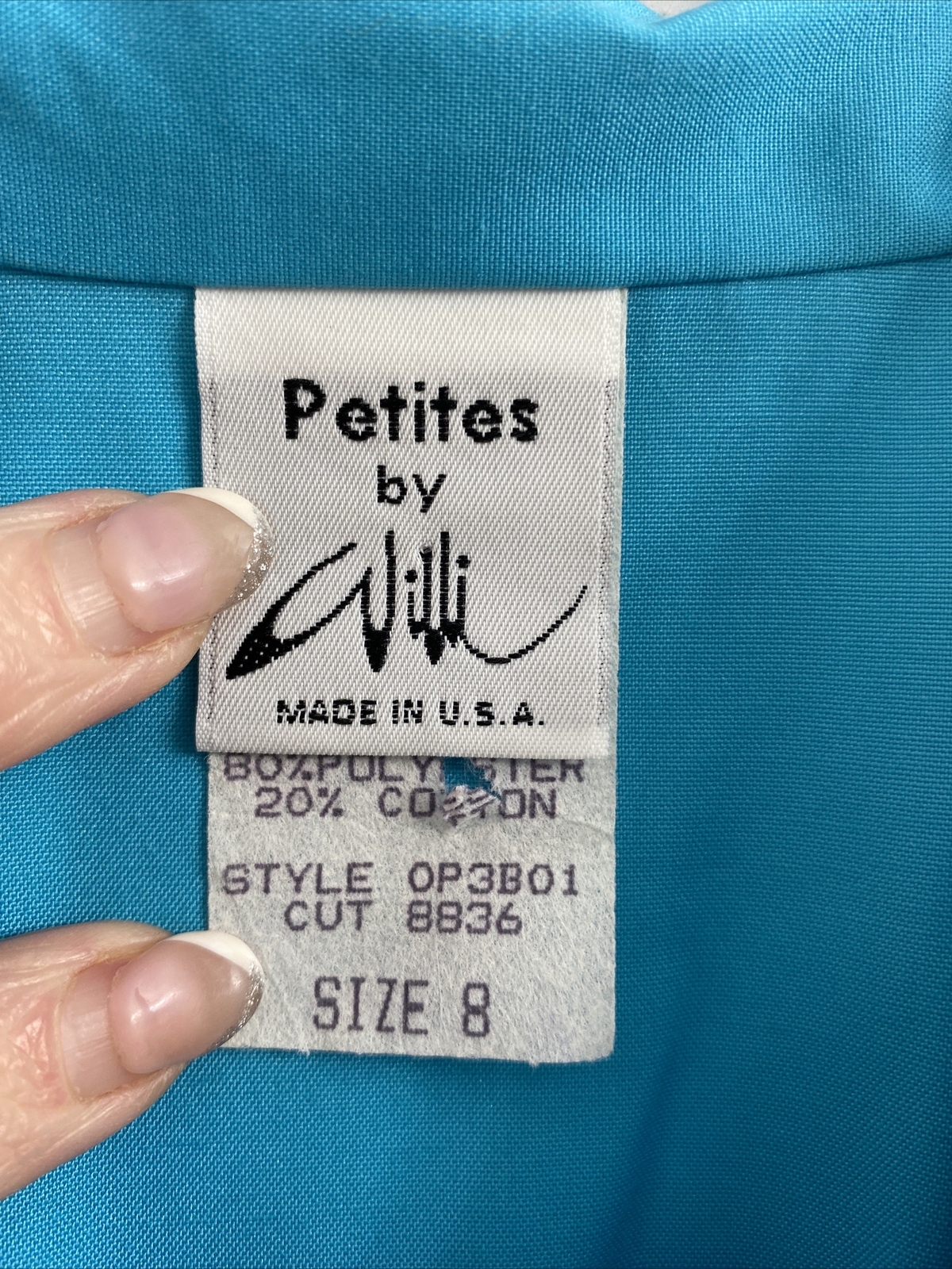 Vintage 80s Turquoise Pink Geometric Shirt Dress 8 Petites By Willi Pockets