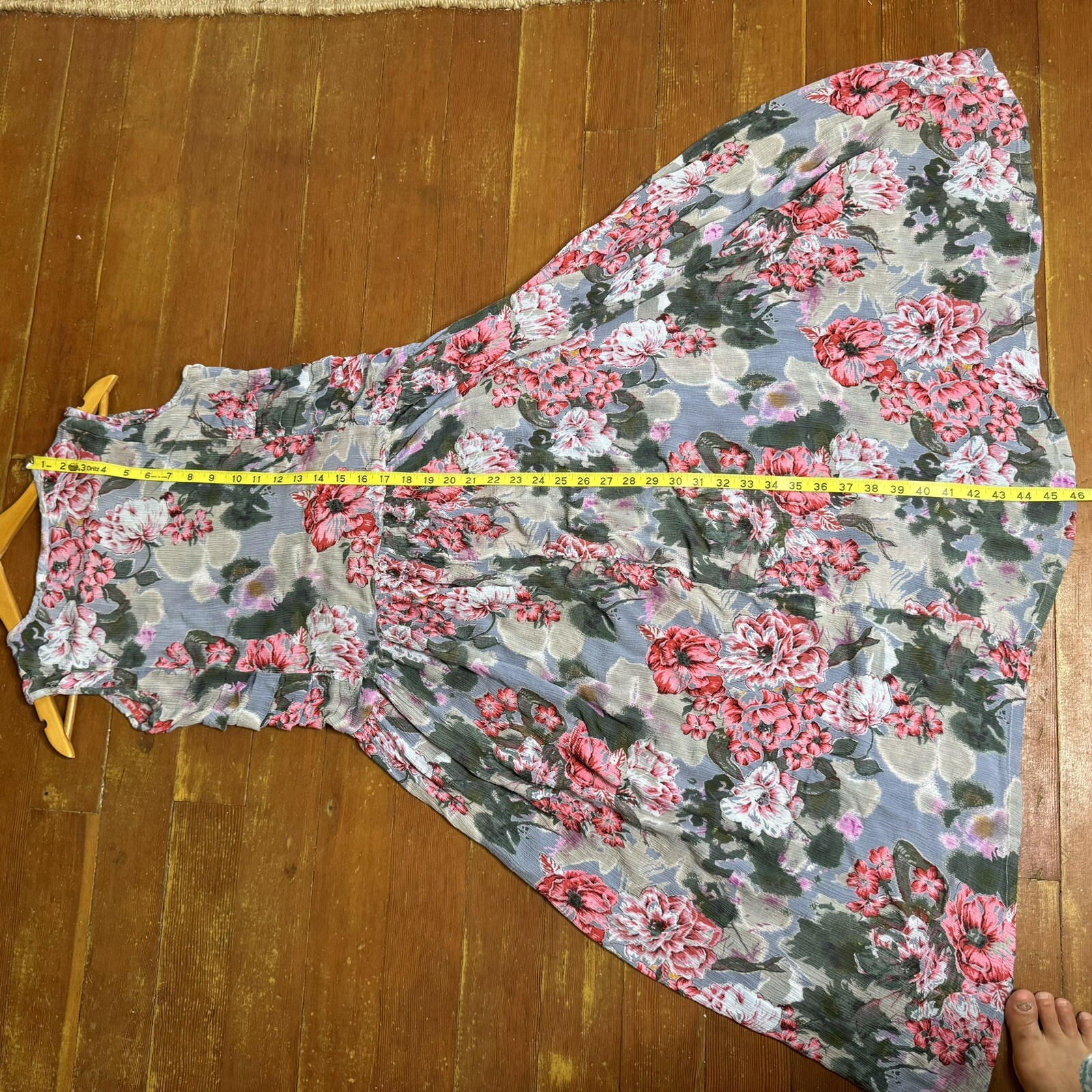 Vintage Lavender Floral Midi Shift Dress Indie Fairy Grunge 90s M