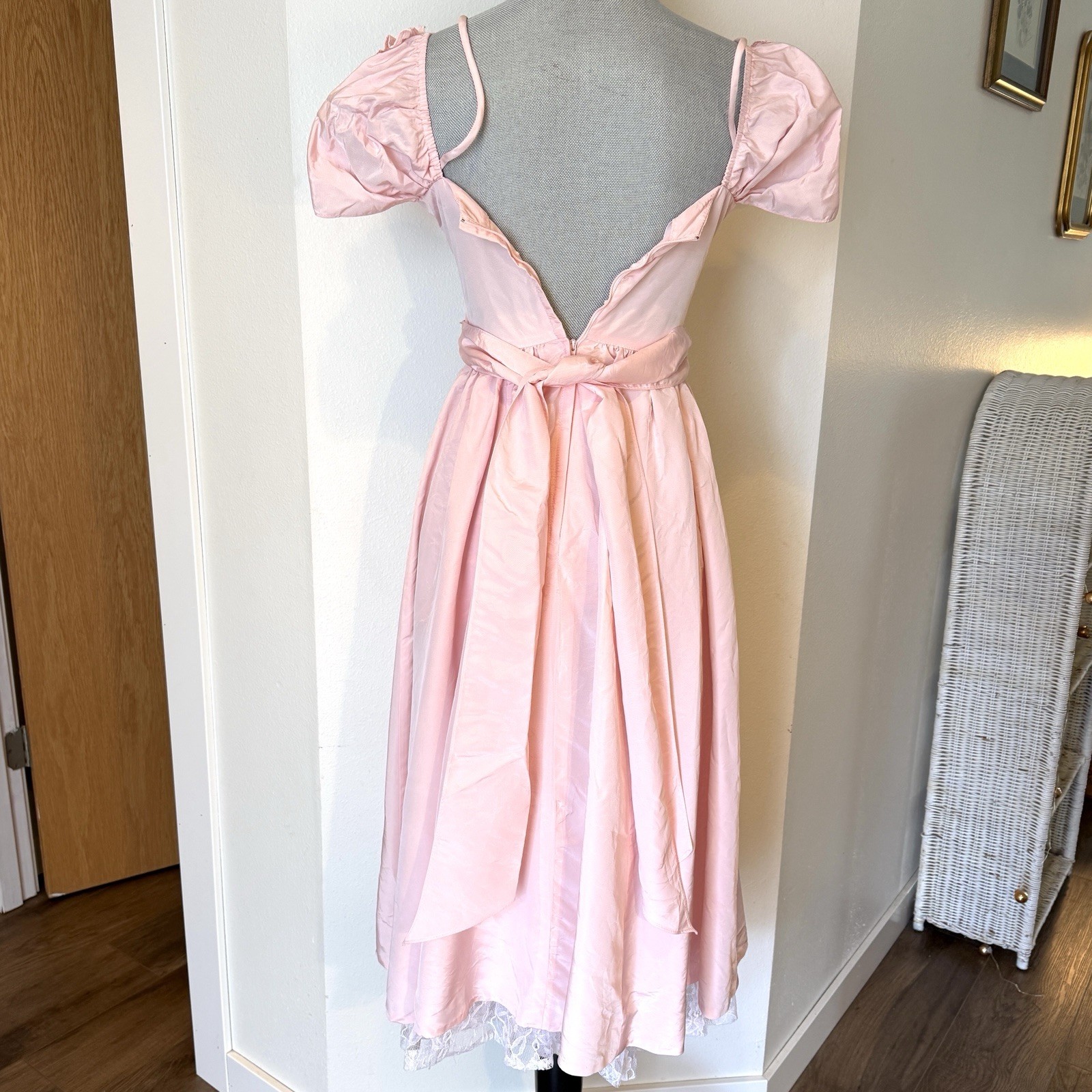 VTG Gunne Sax Jessica McClintock 80s Prom Dress Pink Sequin Lace Tulle XS/Small