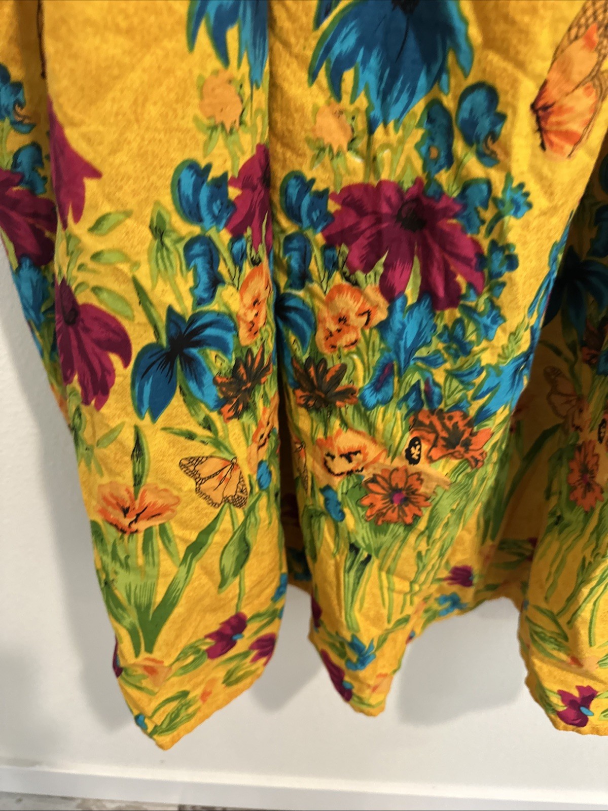 Vintage Y2K Only Necessities Women’s House Dress Yellow Butterfly Print 2X 26/28