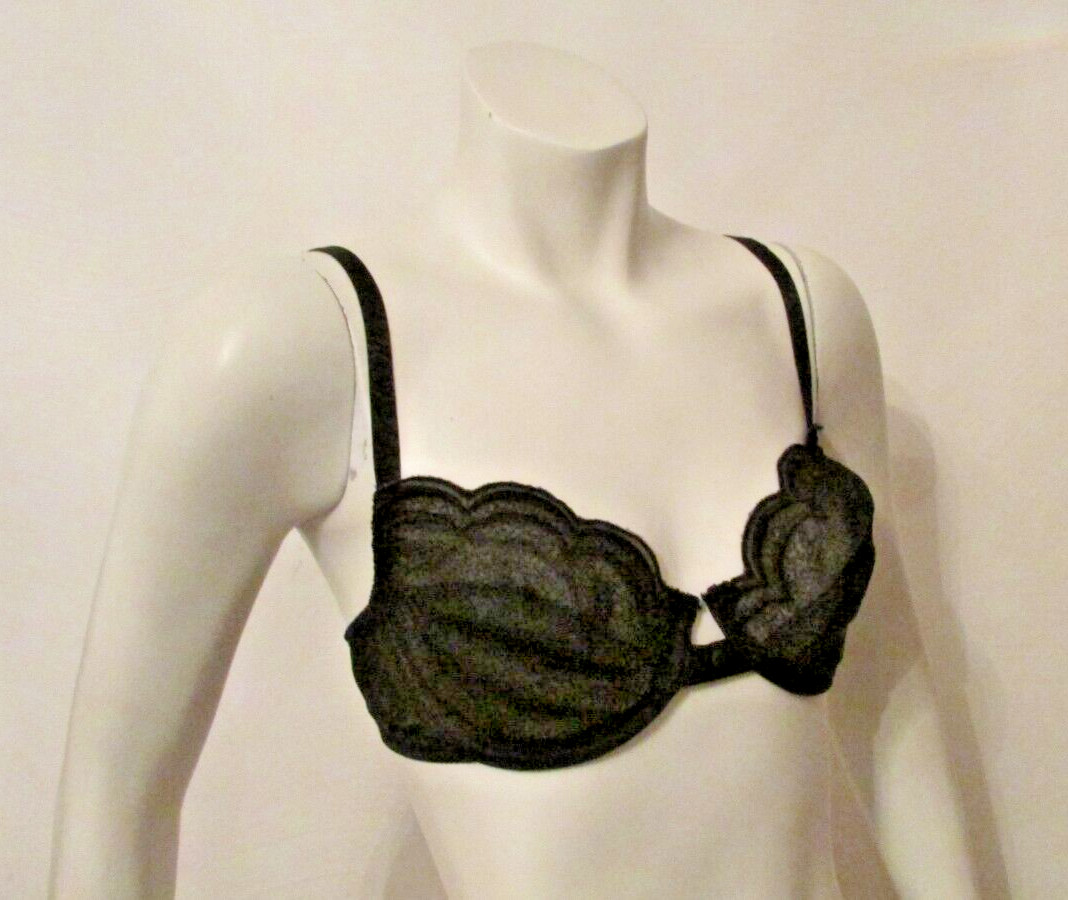 Victoria’s Secret Gold Label Floral Satin Chantilly Lace UW Balconette Bra 34C