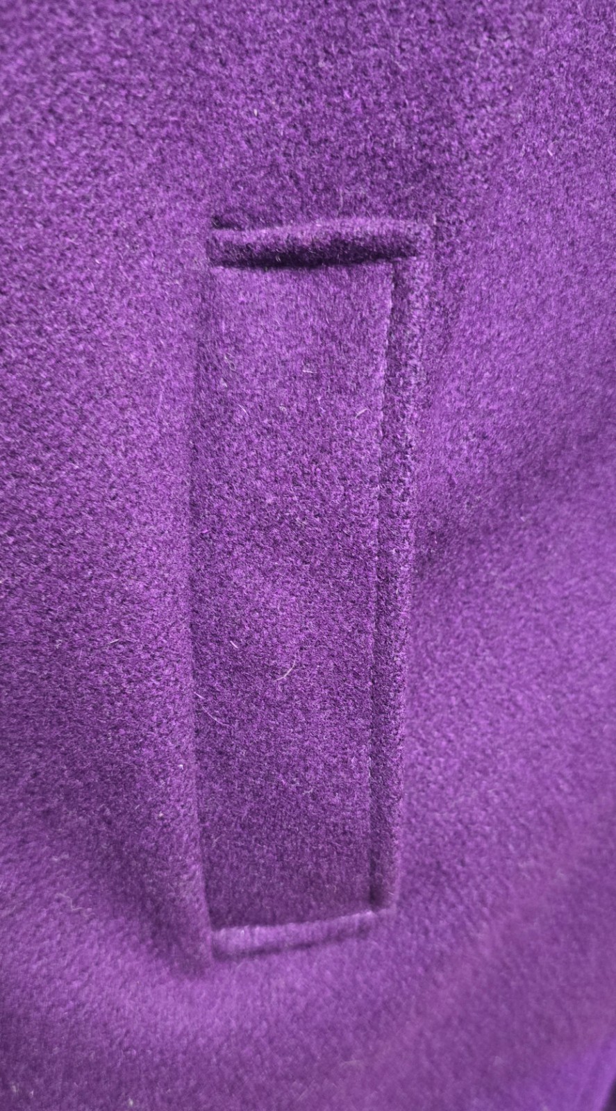 Vintage 1980’s Purple Wool And Leather Coat Women Medium Large