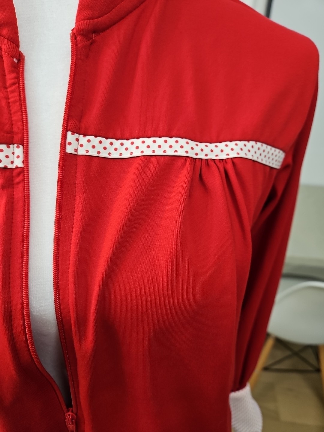 Vintage Red White Track Jacket Size Medium W Polka Dots Lily’s Of Beverly Hills
