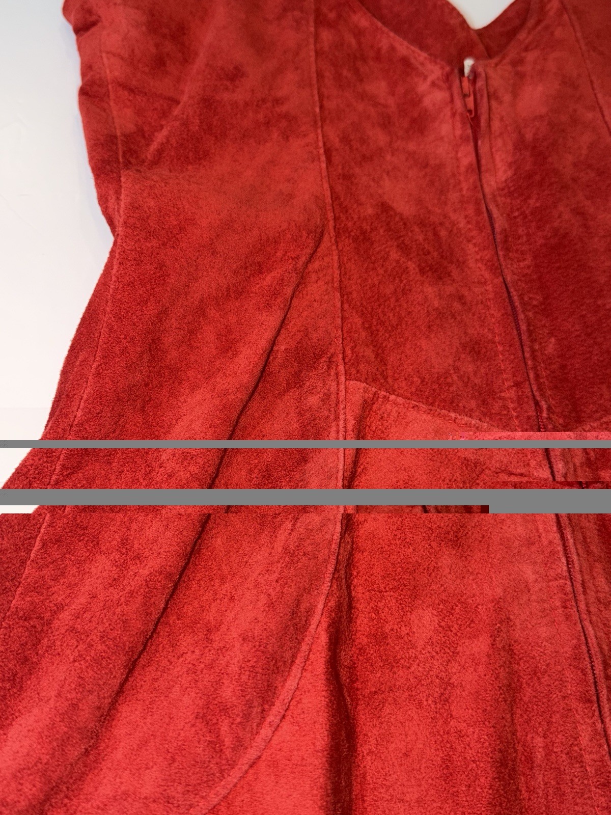 VTG 90’s Leather Ranch Red Mini Suede Cocktail Dress Padded Shoulders Sz 0 NWT