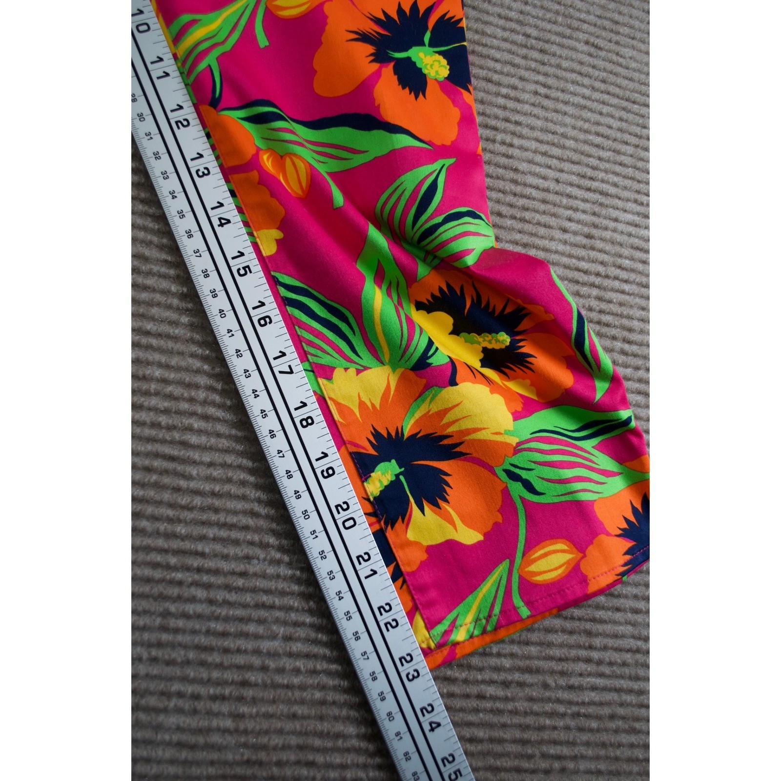 Vintage Polo Jeans Ralph Lauren Pink Hawaiian Hibiscus Floral Capri Pants Size 4