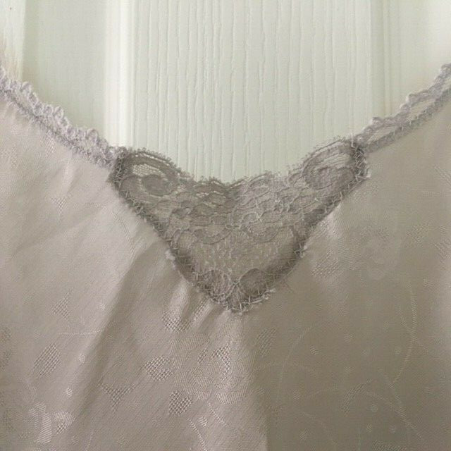 Sz. S Crop Camisole Vintage Lily Of France Lace Trim Poly Blend Lingerie Pewter