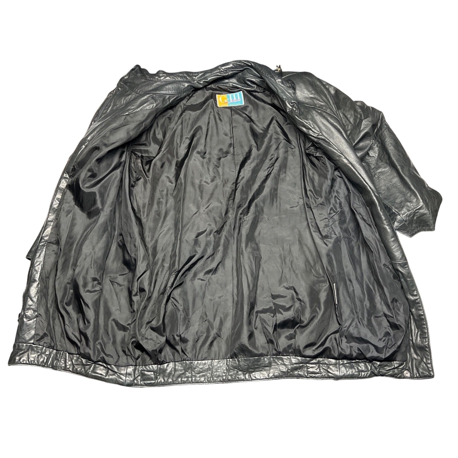 Vintage G-III Leather Fashions Oversized Black Leather Jacket Drawstring Waist