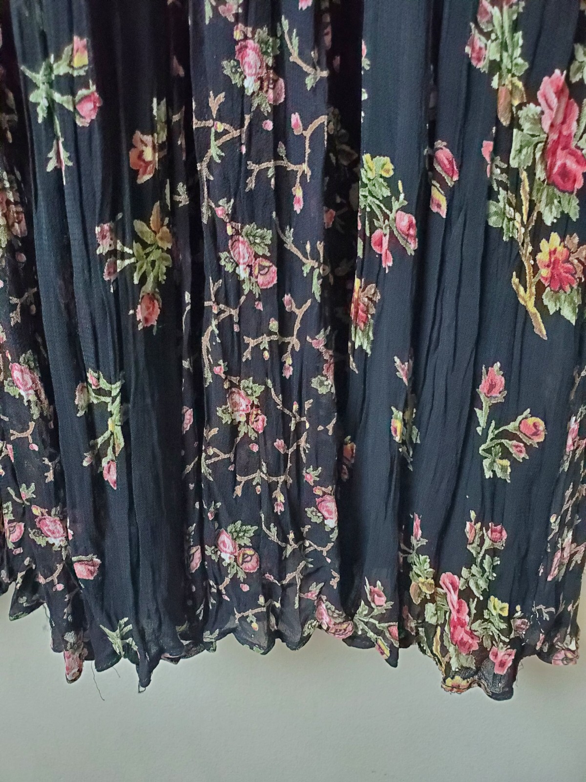 Vintage 90s STARINA Dress Women’s Small Floral Long Maxi Black Prairie 1990s
