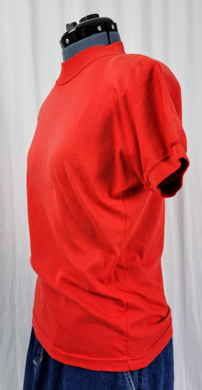 Vintage Red Knit Drop Sleeved Mock Turtleneck Top Size Medium