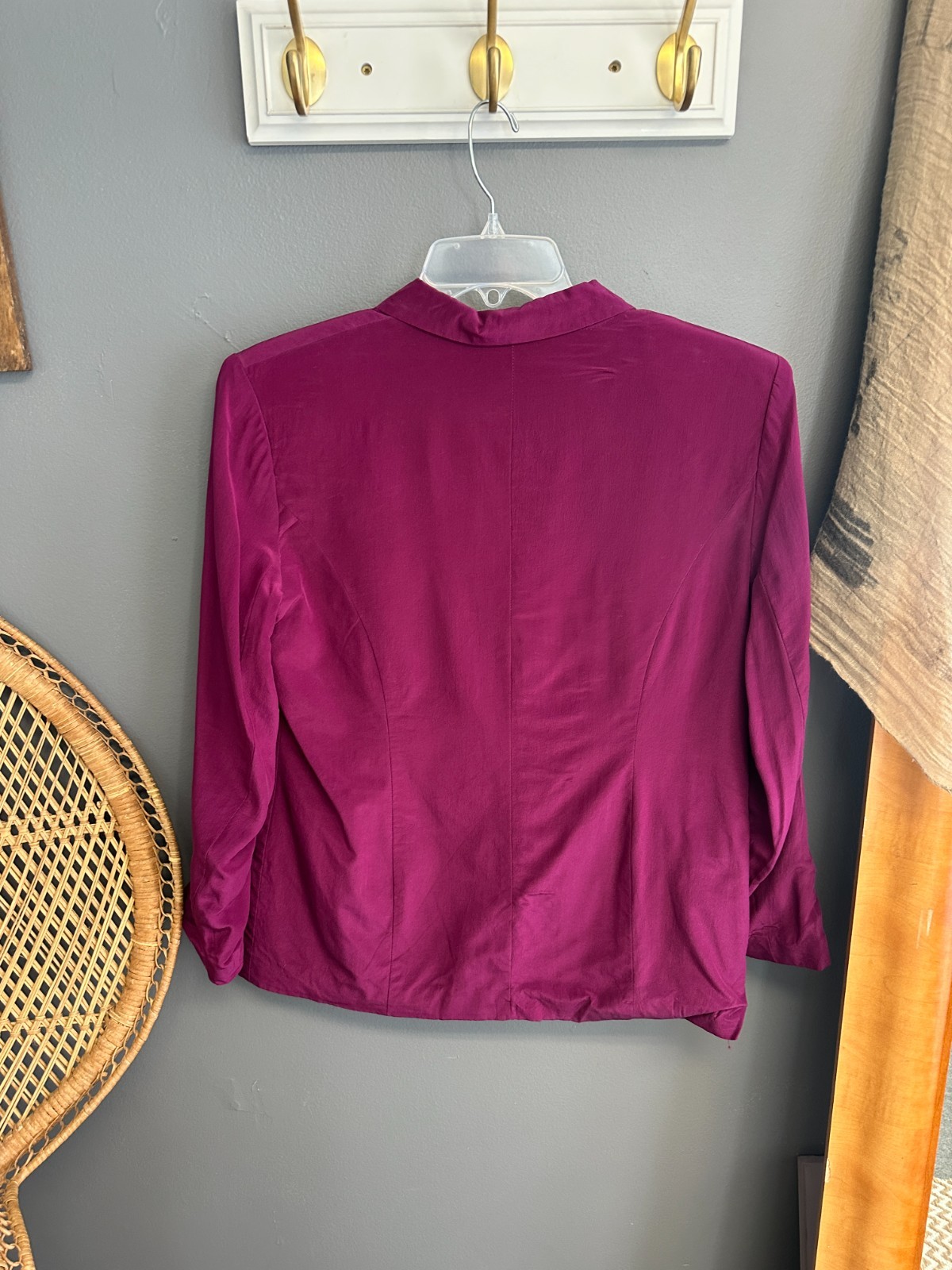 Vintage 100% Silk Stephanie Andrews Womens Size 8 Dress Suit Jacket Magenta 2 Pc