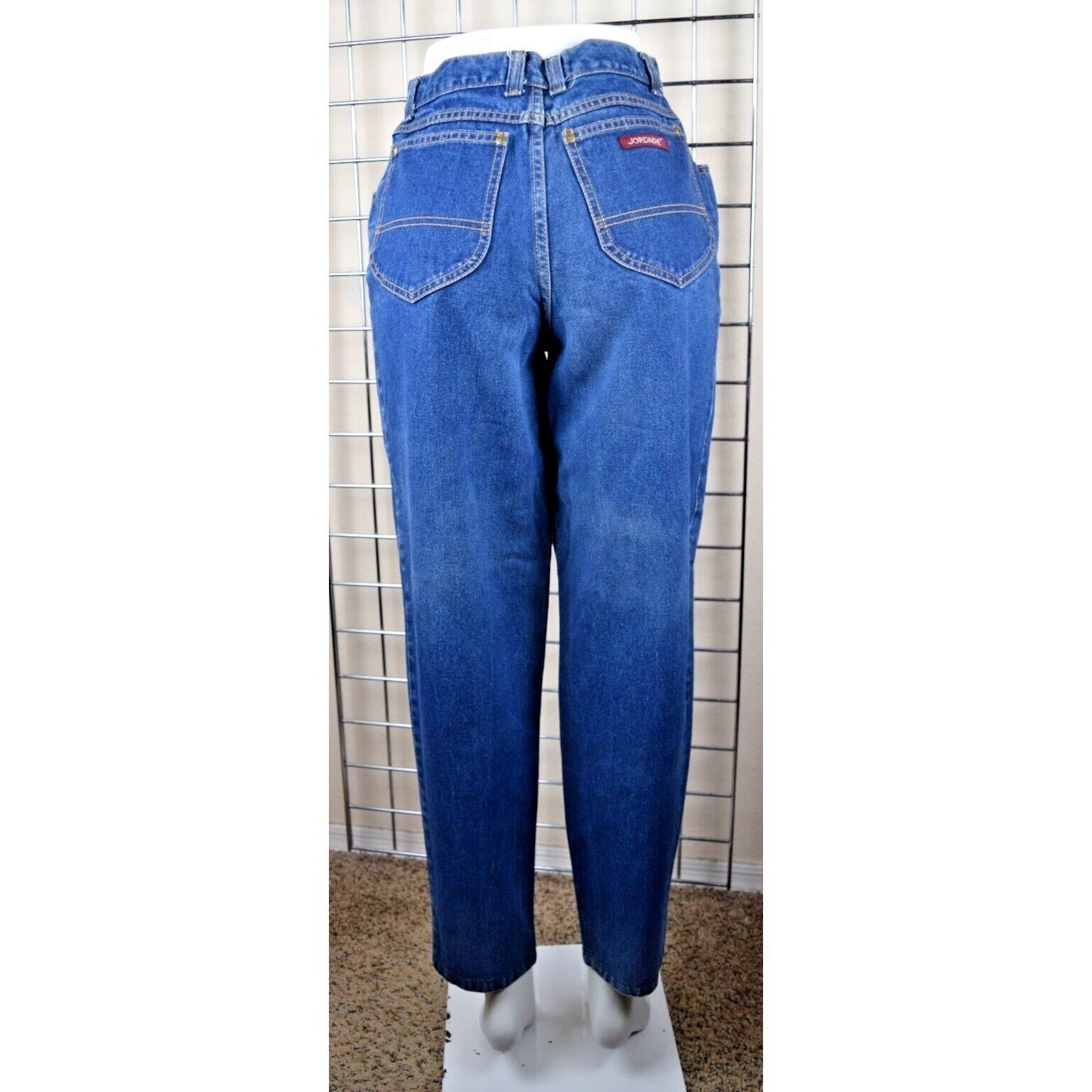Vintage Jordache Jeans 28 x 29 70s Blue Pleat Tapered High Waist Patched MadeUSA