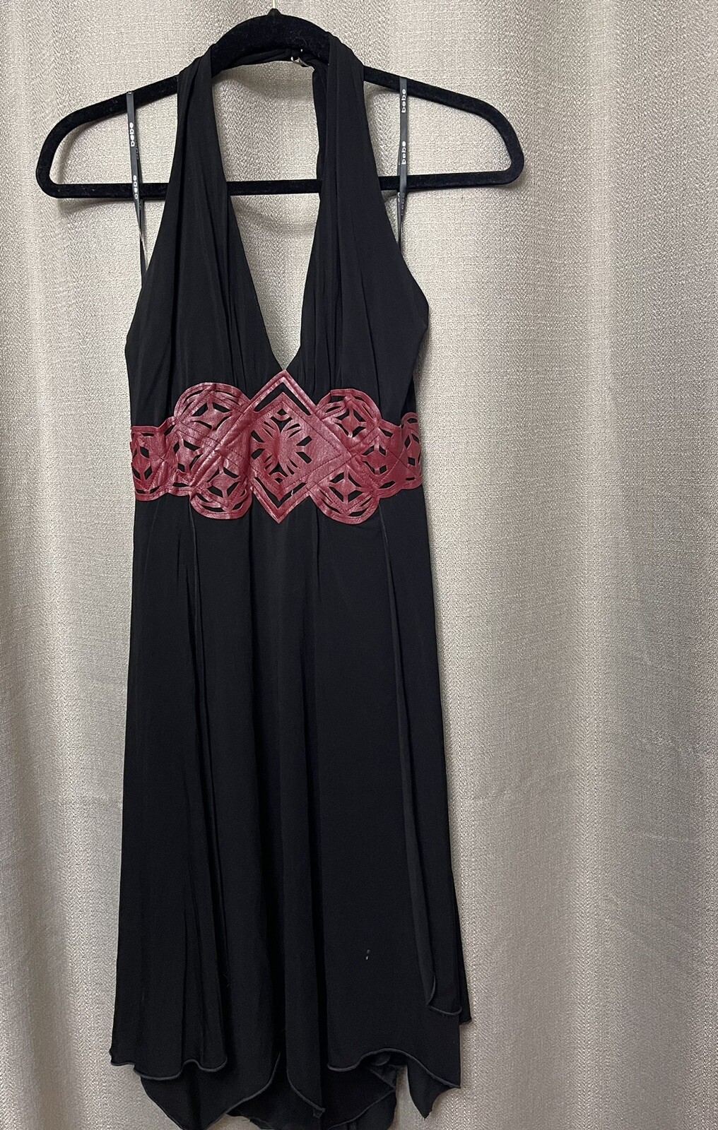 Vintage Bebe Y2K backless Dress Black& Red Whimsigoth Party Medium Made in USA