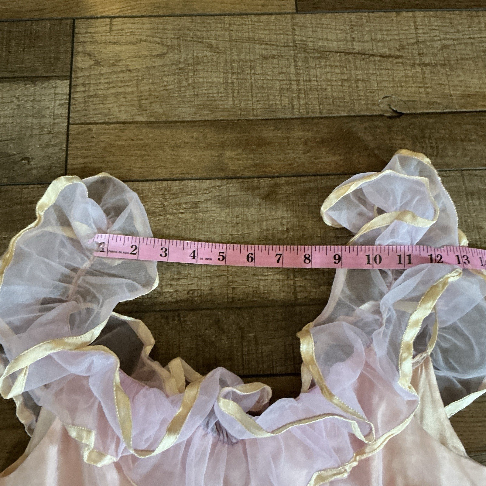 VTG Prom Party Dress Size 13/14 Pink Lavender Organza Ruffle Union USA Made #29F