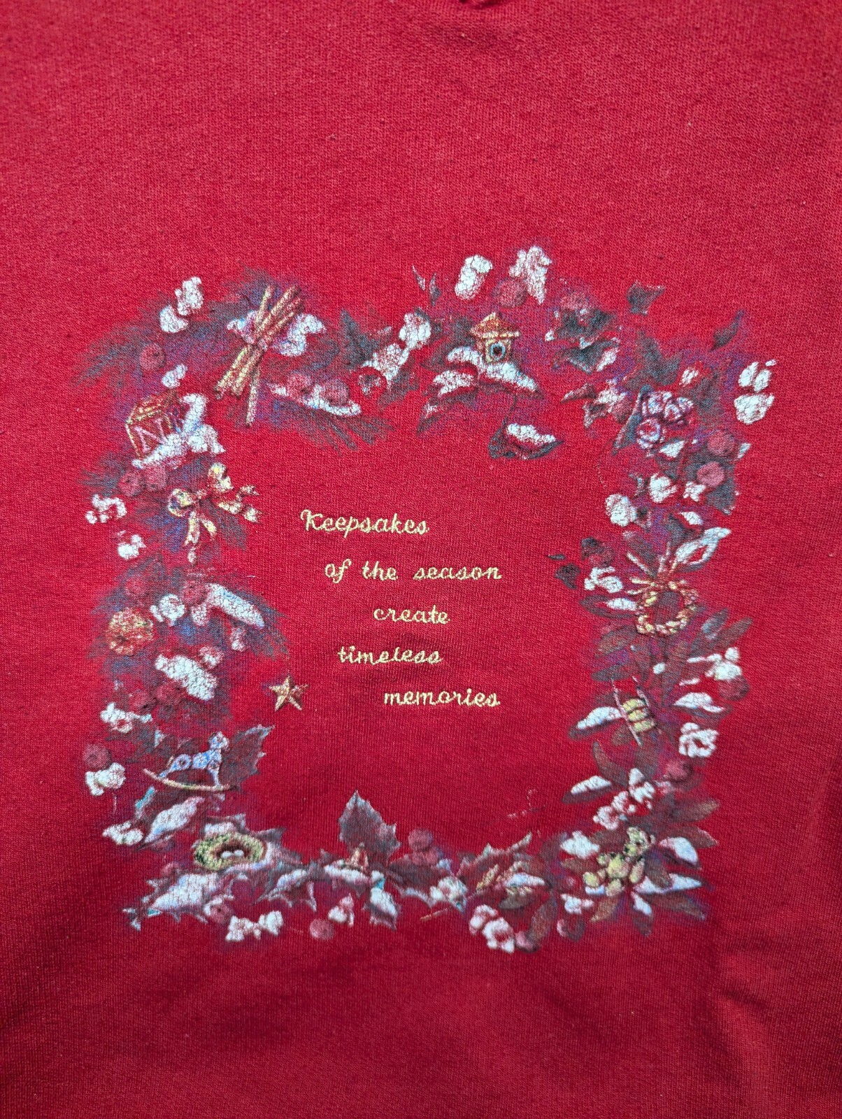 VINTAGE NORTHERN REFLECTIONS RED WOMENS SWEATSHIRT SIZE M WREATH KEEPSAKE