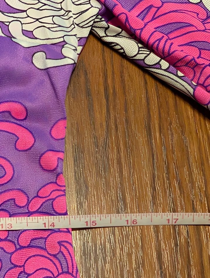 VTG 60S/70S BODYSUIT S leotard onepiece top purple pink crysanthemum mod gogo 4E