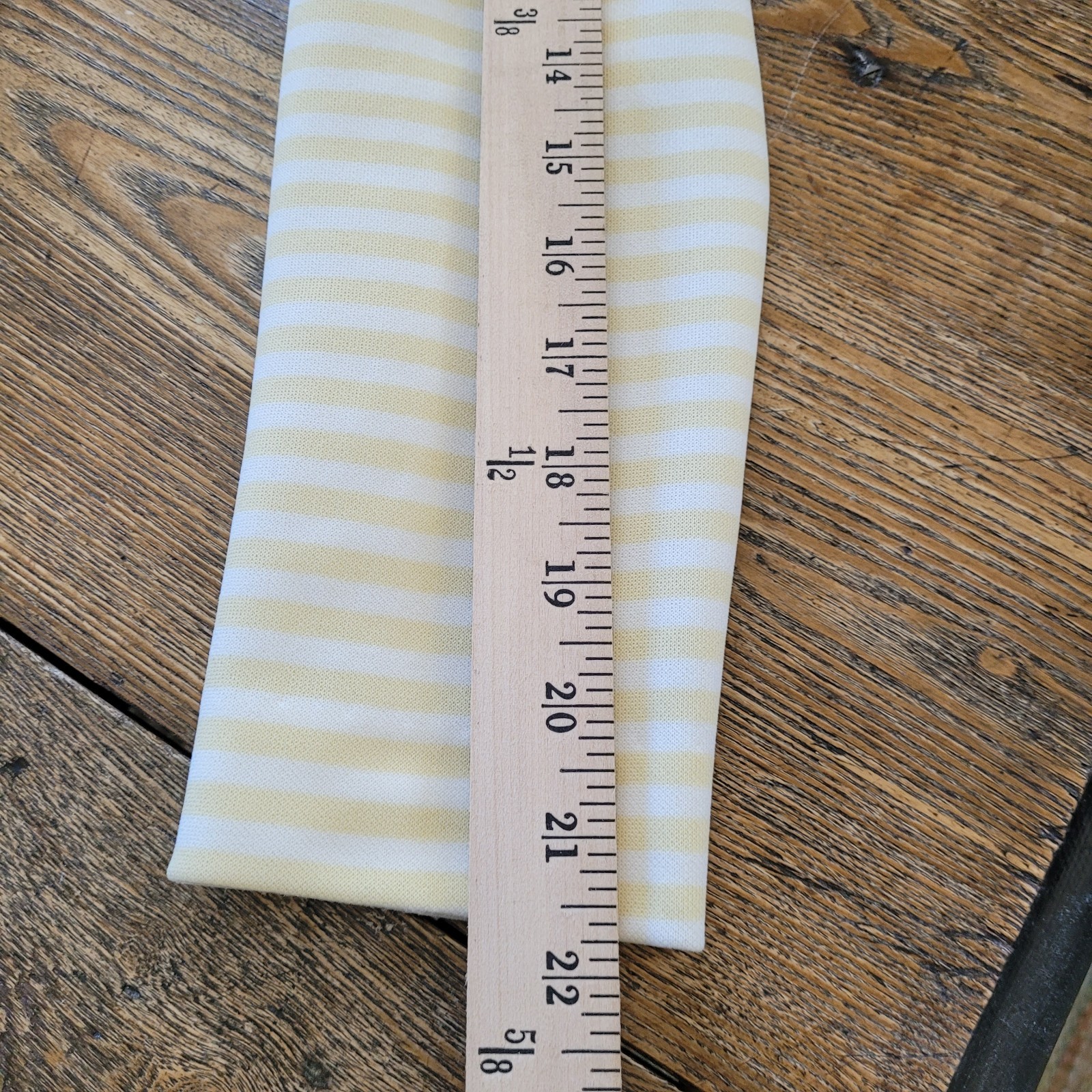 VTG Fit Flare Dress M Butter Yellow Ivory Stripe Pockets Stretch USA Retro Comfy