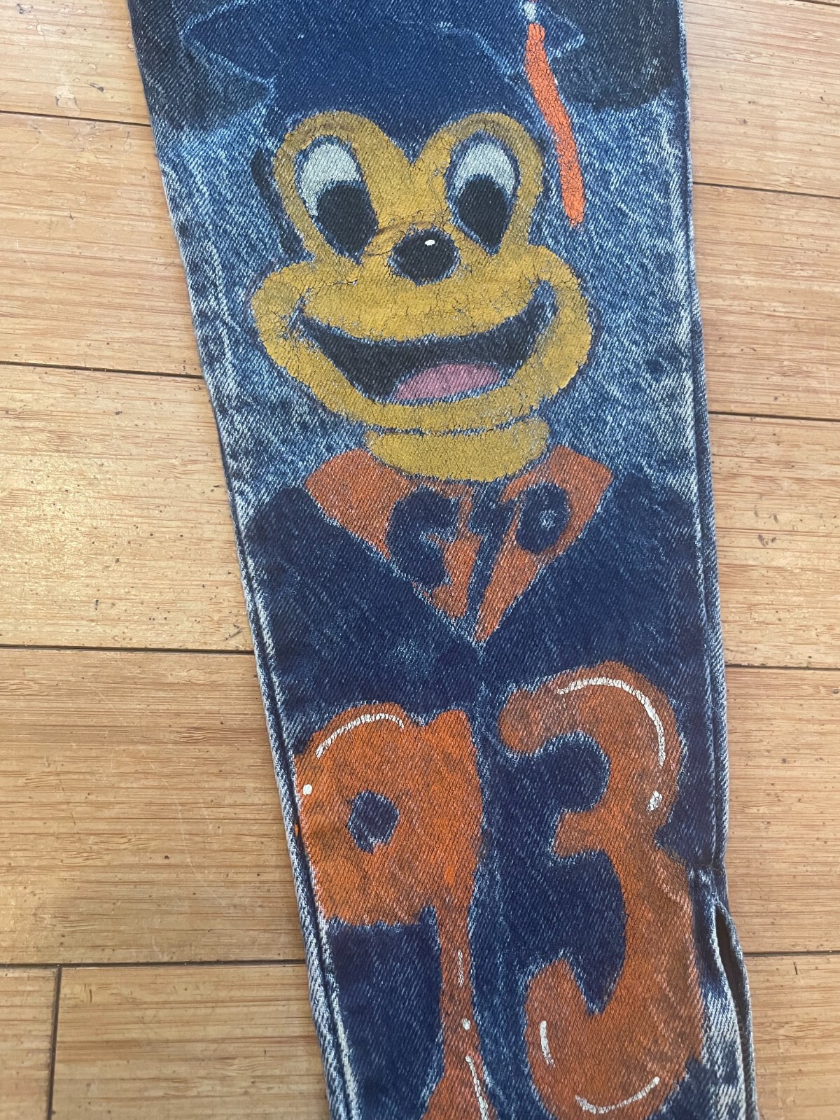 1990s Hand Painted Denim Jeans, Vintage 1993 Graduation Painted Jeans, Vintage