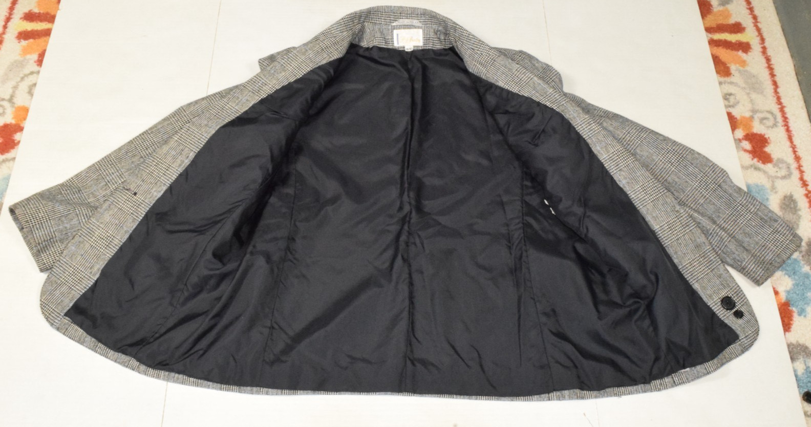 Vintage Blazer TR Bentley Size M 80s Black Glen Plaid Blue Detail Made Poland