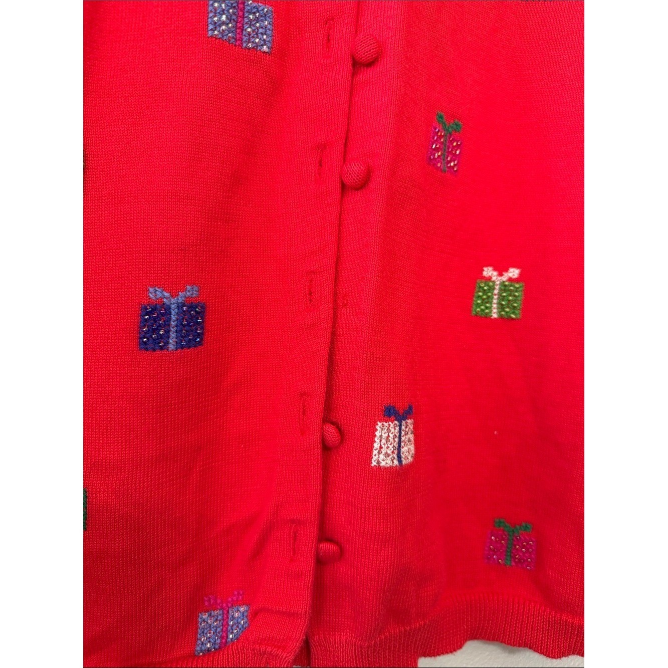 VTG 2 Piece Marisa Christina Red Button-Front Cardigan-Med + Shirt-Large Festive