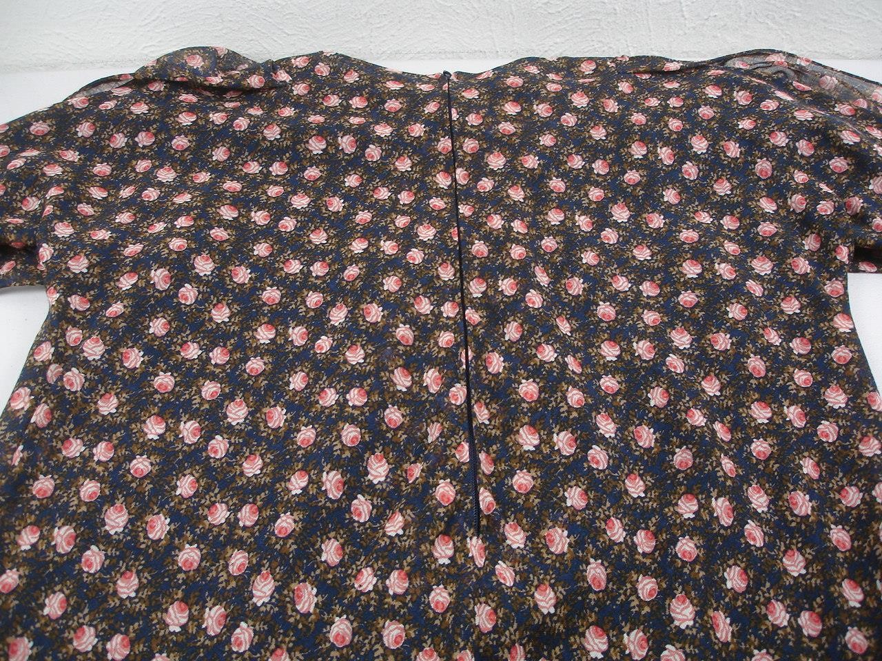 Women’s M L 10 Vtg 1960’s Pauline Trigere Long Sleeve Floral House Dress Scarf