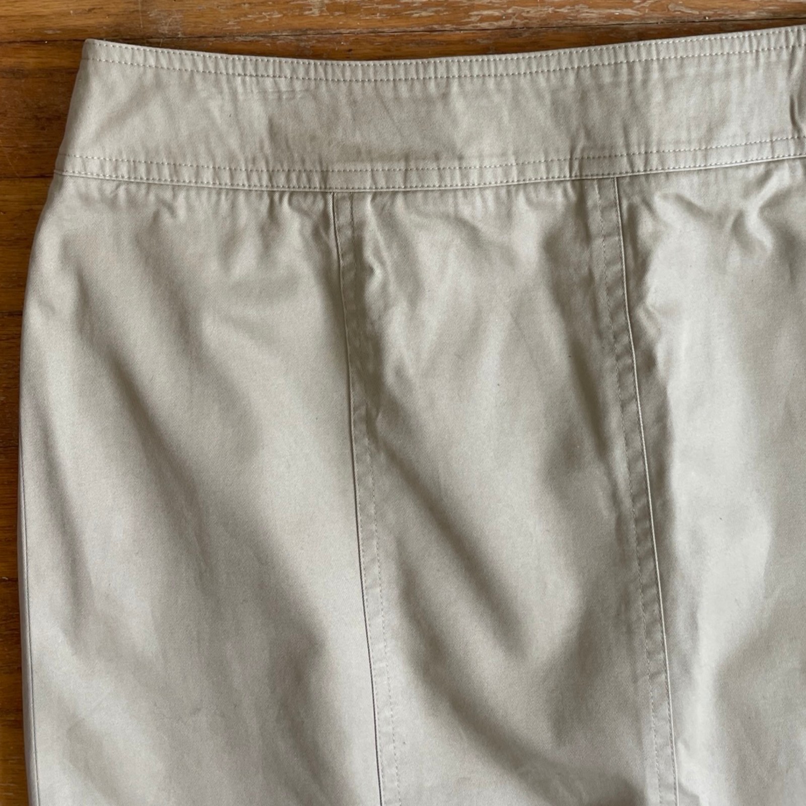 Vintage Khaki Skirt Size Large 33″ Waist 1990s Twill Cotton Straight Cut Twill