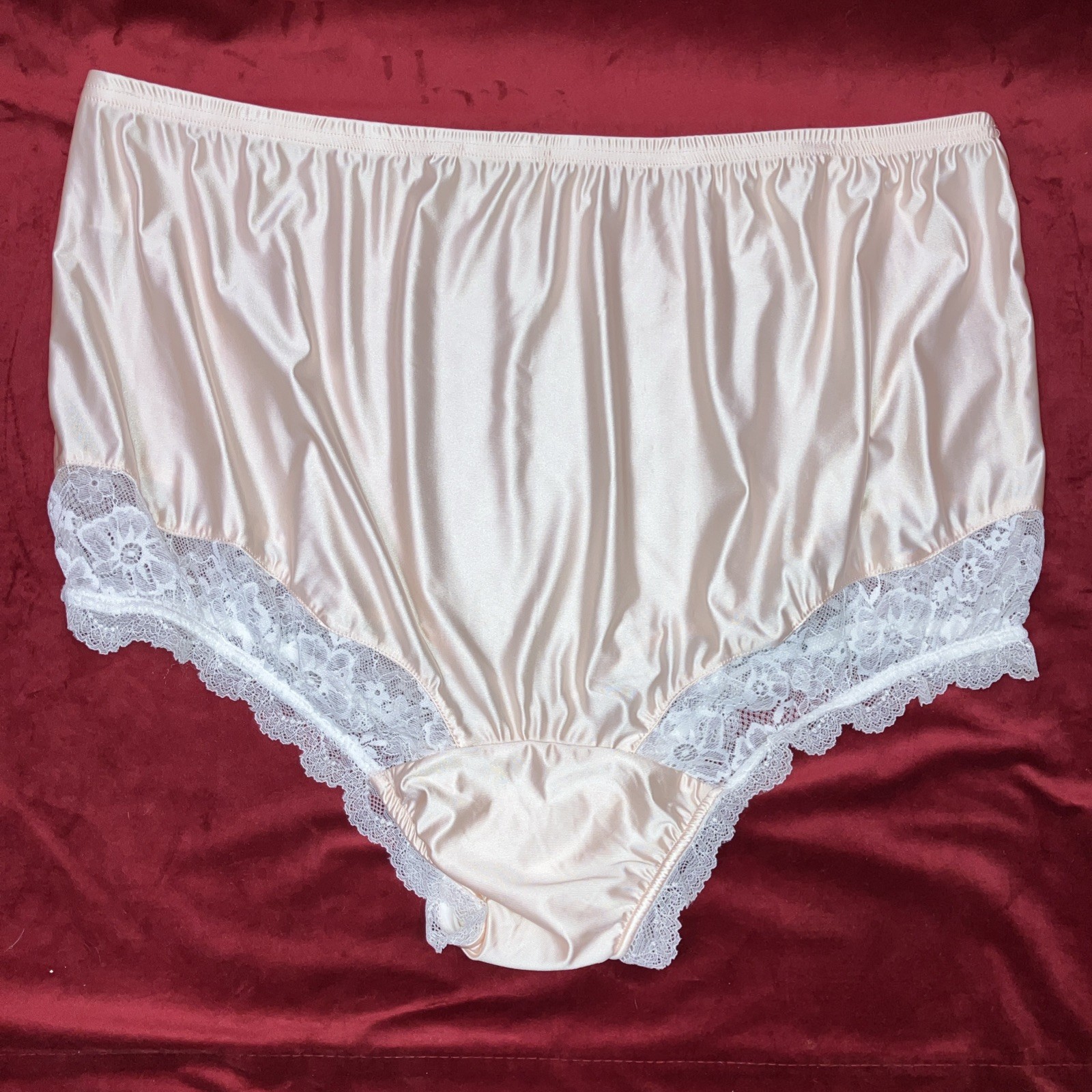 2X 3X Mushroom Gusset Granny Panty Silky Nylon Satin Brief Sissy Vintage styl