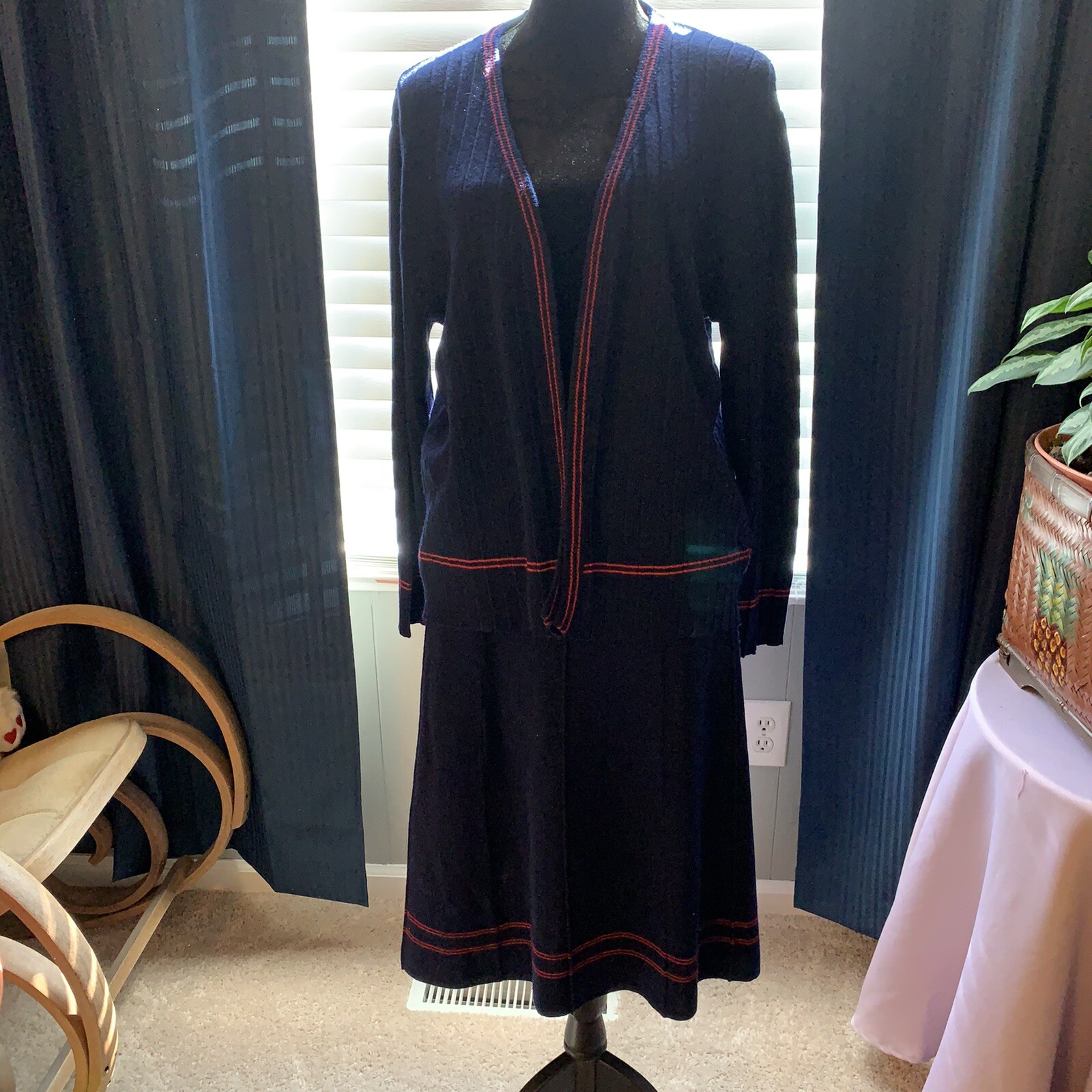 Women’s Blue & Red Sweater And Sweater Skirt