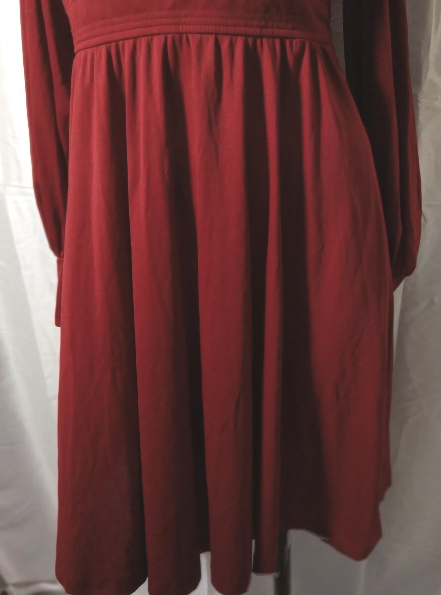 1980s Rags By Kressandra Vintage Wine Red Long Sleeve dress Size 7 Womens Strap