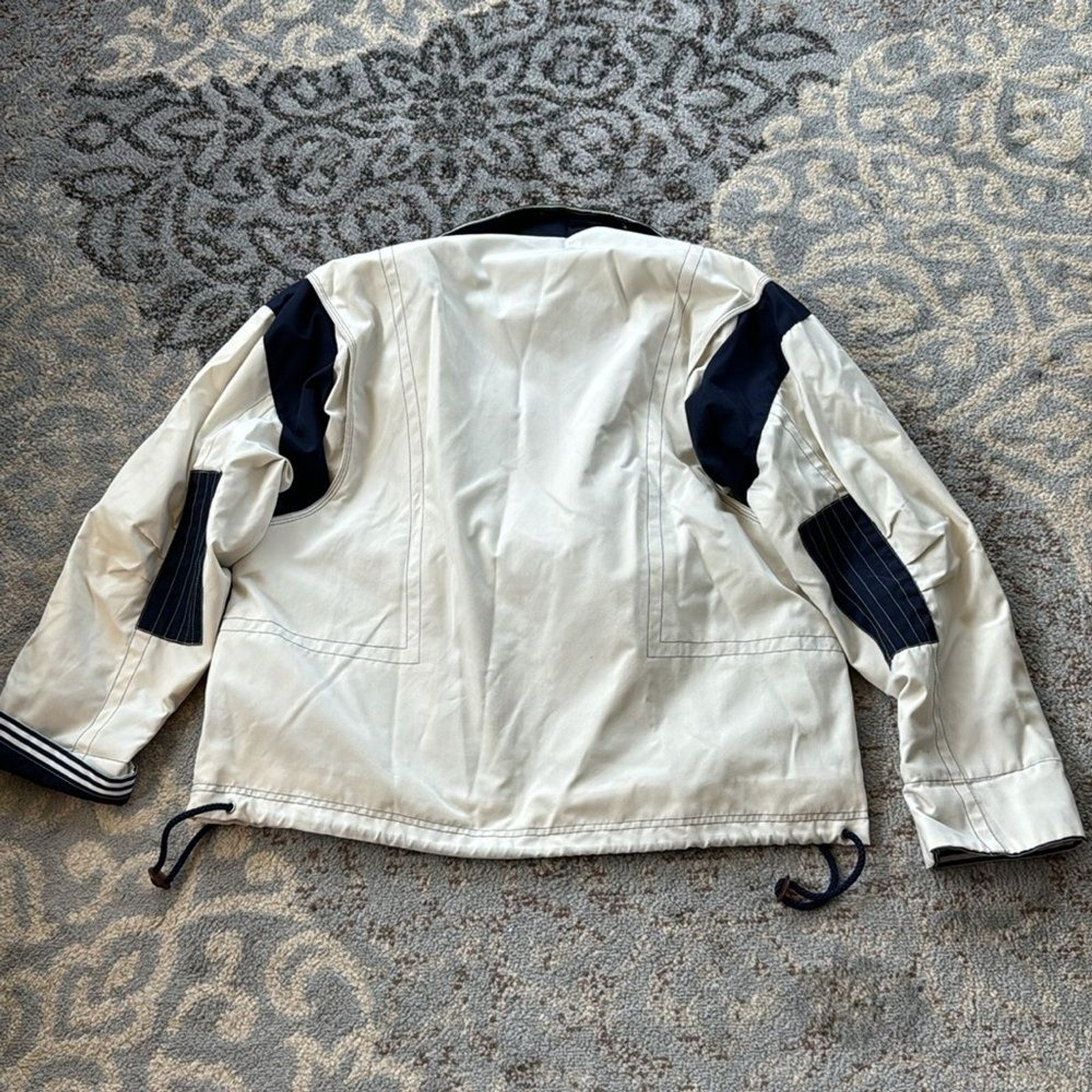 Vintage Mullberry Street Nautical Jacket Cream Navy Medium