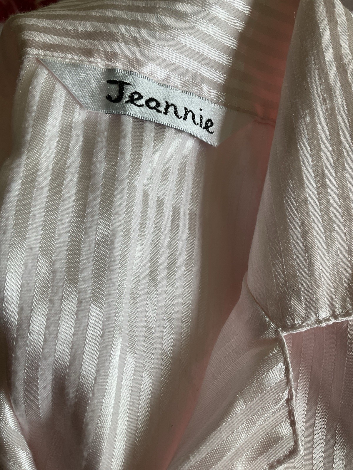 Ladies 2 Pc Pajama Set by Jeannie Size Large Pink Satin Look Polyester Used