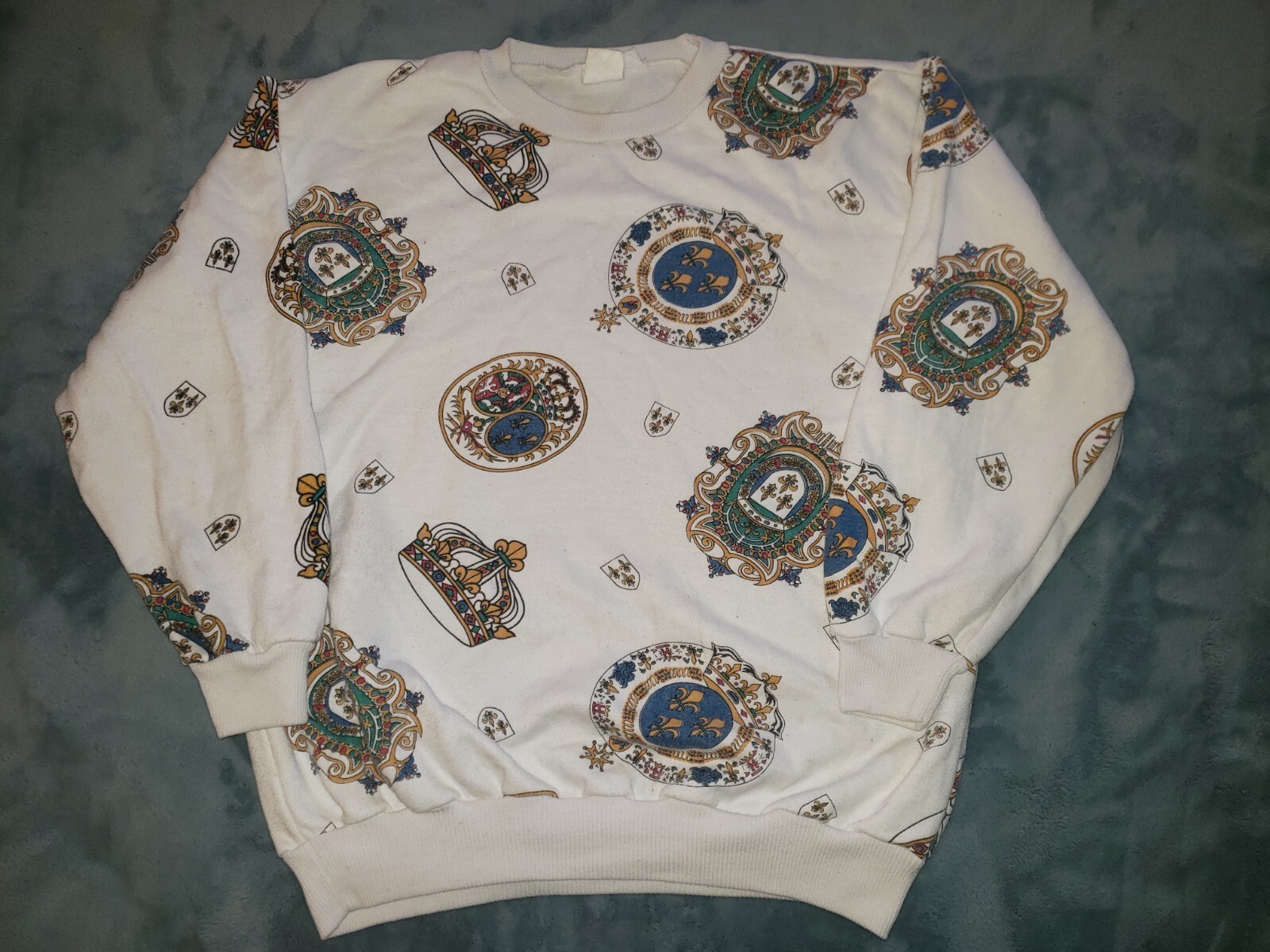Vtg Blowout LA Pullover Sweatshirt Womens Baggy L-XL Royal France Crest Crown