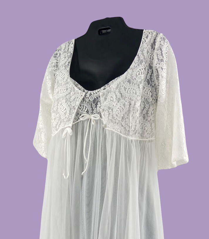 Vtg Lisette Al Sterling Lingerie Nightgown Bridal Peignoir Robe Set Size 32