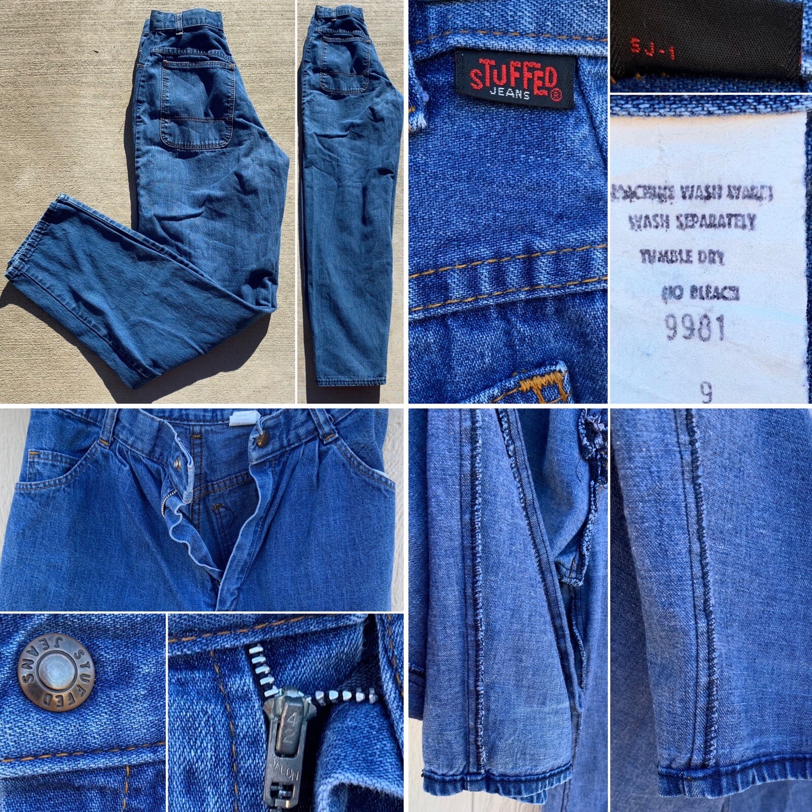 Vintage Stuffed Jeans High Waist Talon 42 Zipper 9 25 1/2” Waist