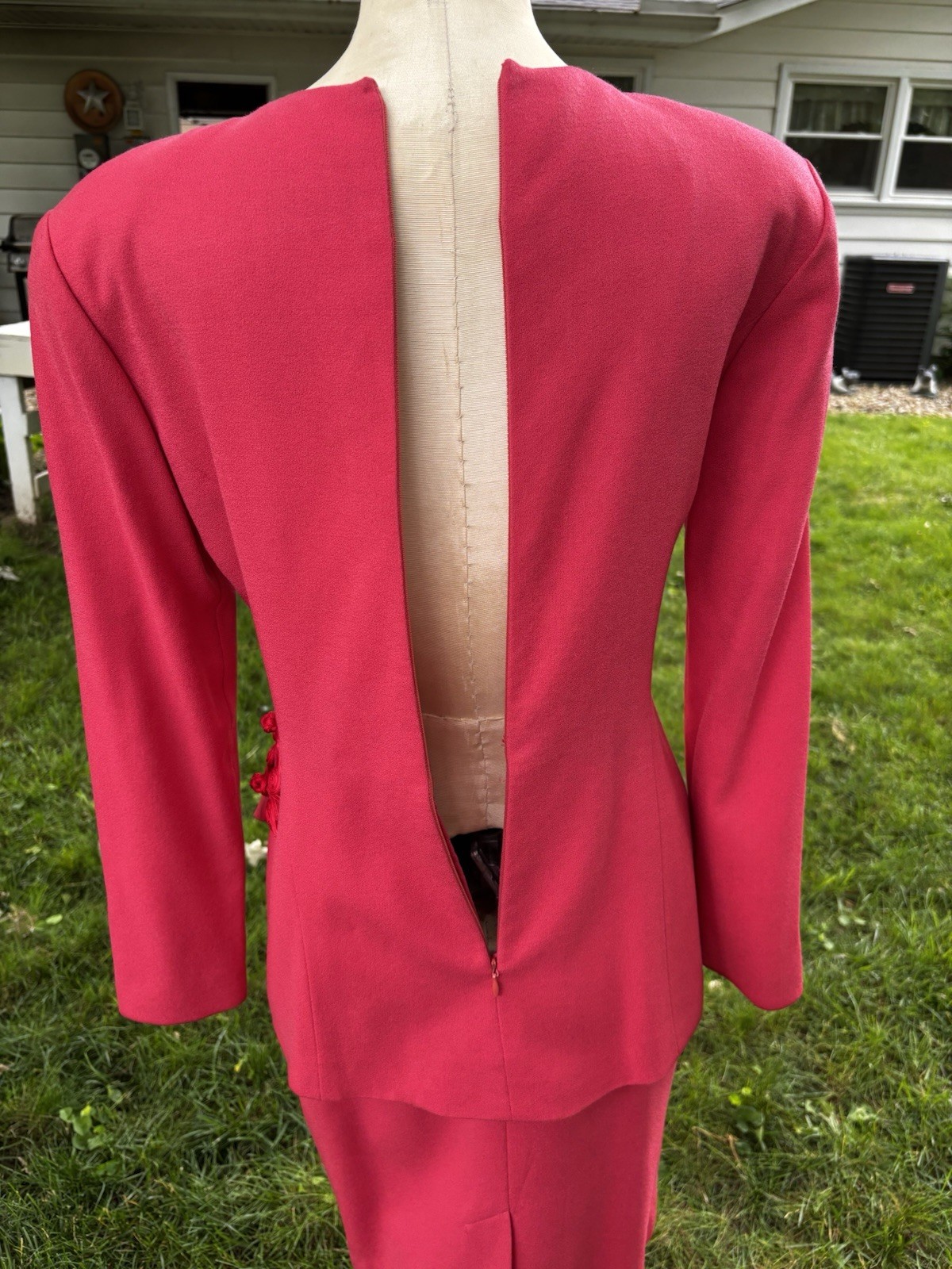 VTG 80s Dress Peplum 80s Career Cocktail Small Sz 4 Pink Wool Union 34x30x34″