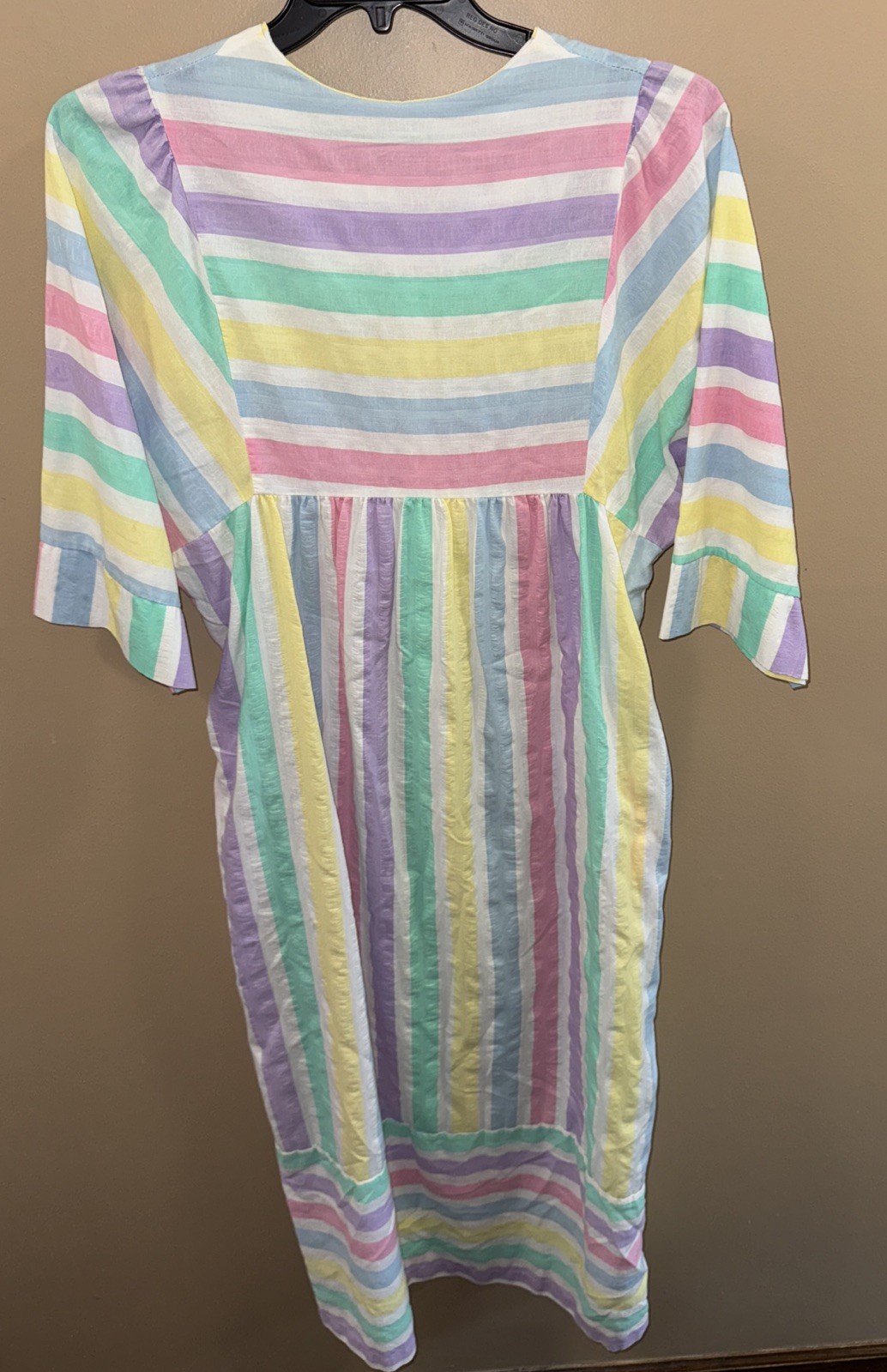 L/XL Long Vintage Step In Robe, Stribed, Pockets, Leisure Life, 1960s Single Hem