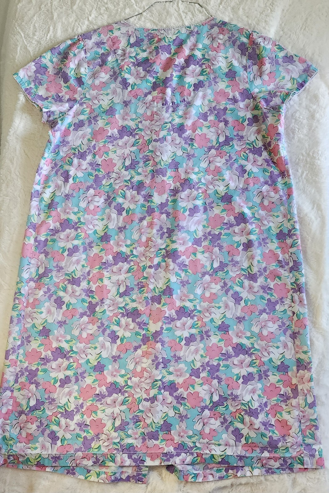 Vintage K-Mart PINK With Pearl Style Snap Closure House Coat Duster Nightgown L