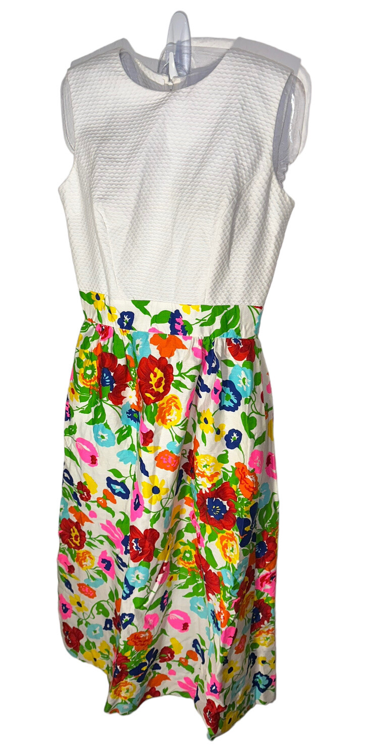 Vintage 60s 70s David Crystal Fashion Maxi Dress Sz 10 Multicolor Floral