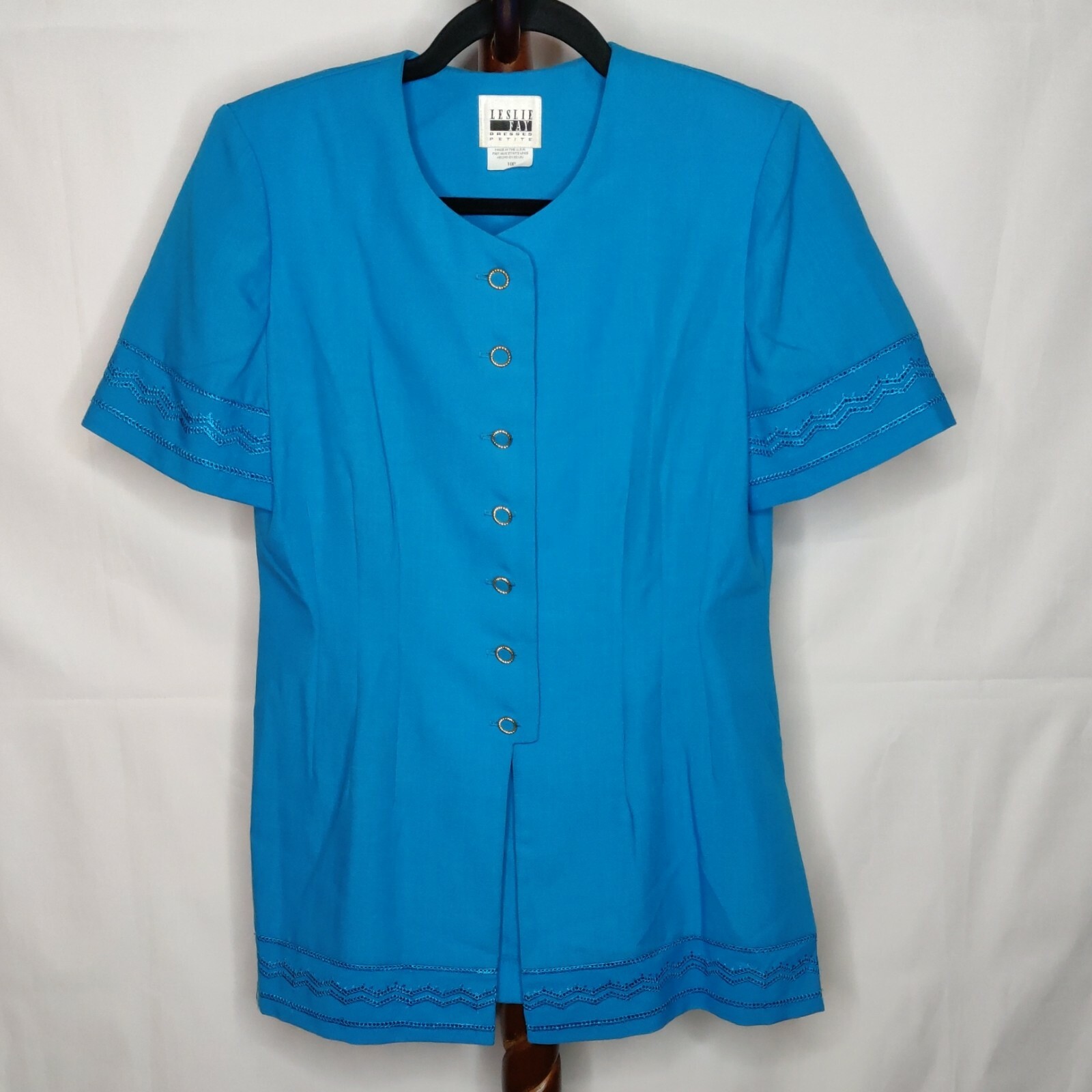 Leslie Fay Petite vintage womens size 10P 2 pc. set top & skirt blue (see below)