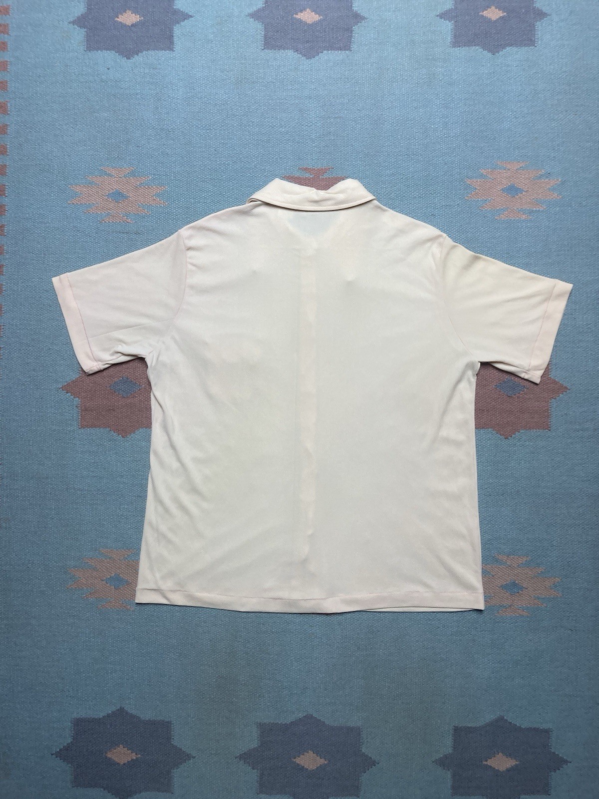 Vintage 70s short sleeve polo shirt Kmart soft nylon dagger collar women size 44