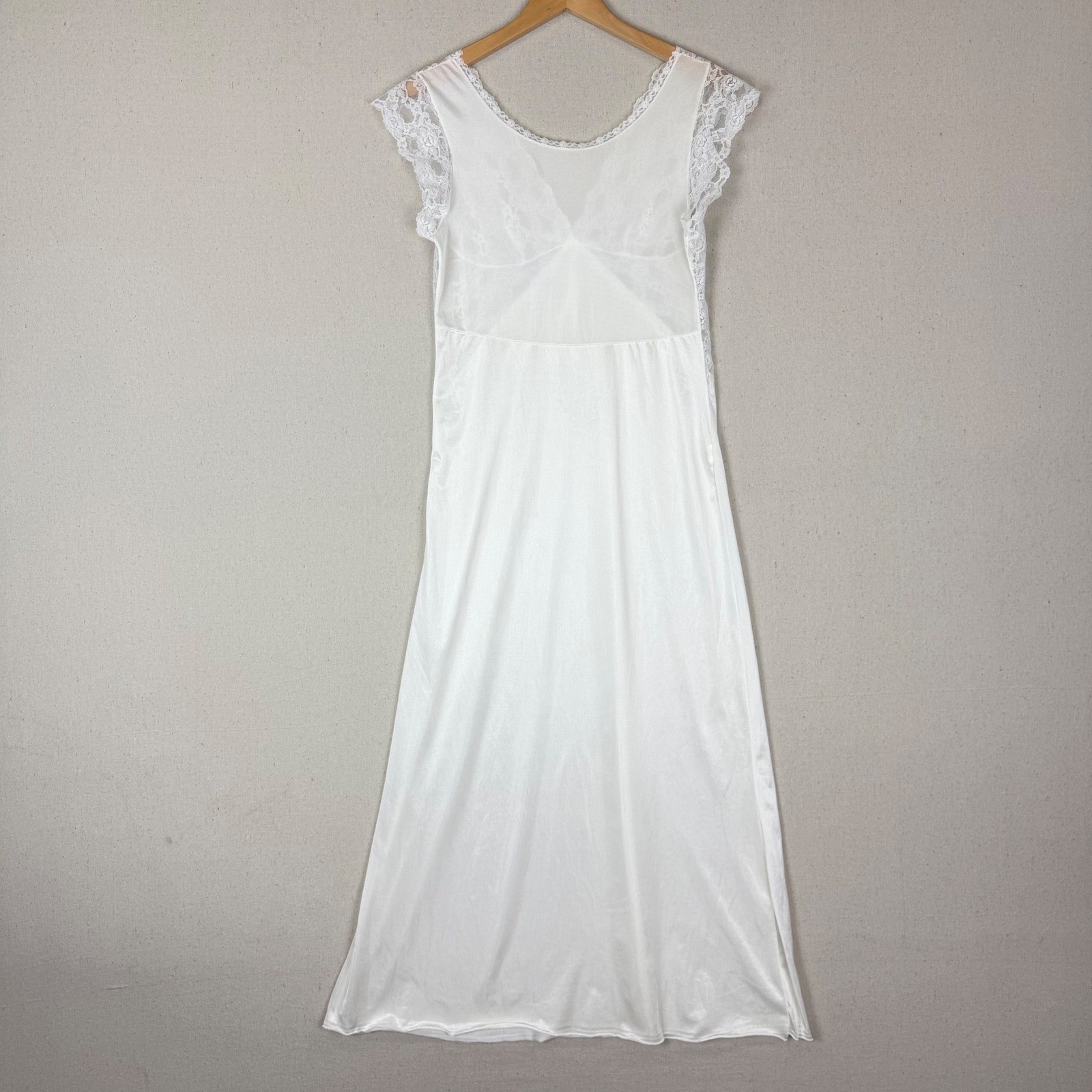 Vintage Glencraft Lingerie White Lace Nightgown ILGWU Union Made L Fairycore