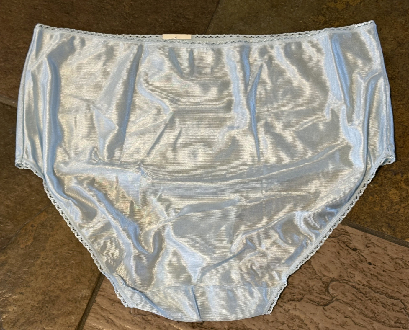 SECRET TREASURES 10/3XL BABY BLUE Silky Hi Shine SATIN Brief Panty NWT Vintage