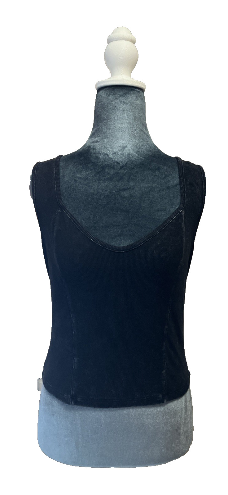 Vintage Self Esteem Y2K Corset Style Tank Top Black Punk Goth Medium Deep Plunge