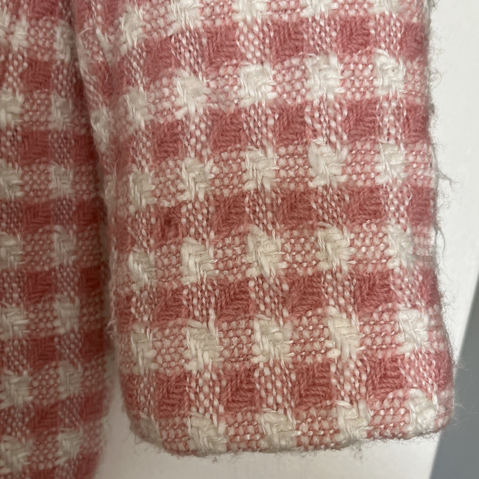 Pink Herrera Blazer Academia Houndstooth Pockets Distressed