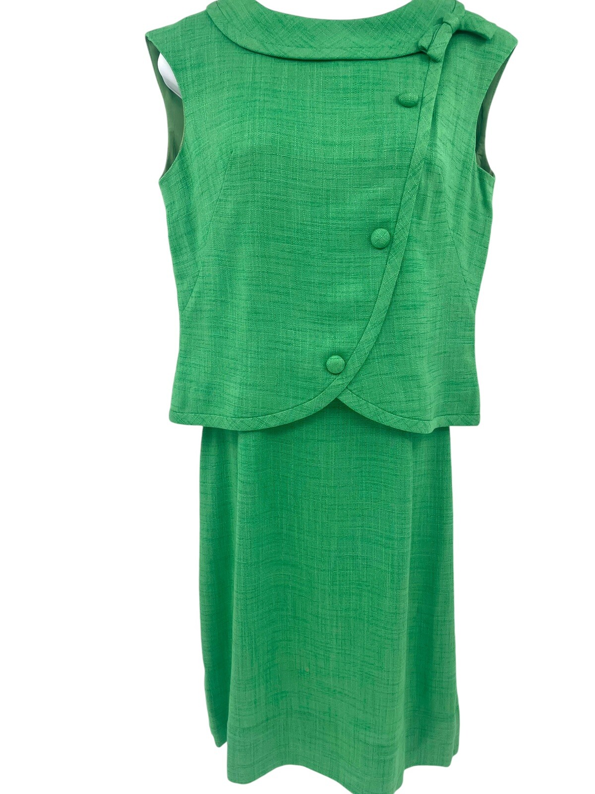 Vintage 50s Mod Adele Martin 2-Piece Dress Set Green Size 12 Murlen Zipper