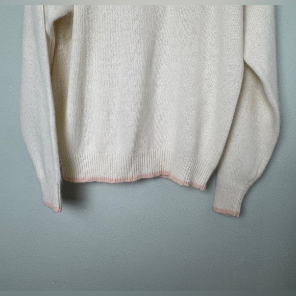 Vintage Lambswool Angora Sweater Cream Blush Soft Girl Coquette Cottagecore Knit