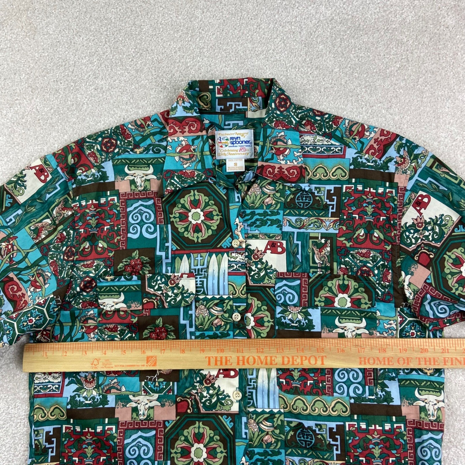 Vtg Reyn Spooner Shirt Womens S Patchwork A&B 125th Anniversary Cotton Loop